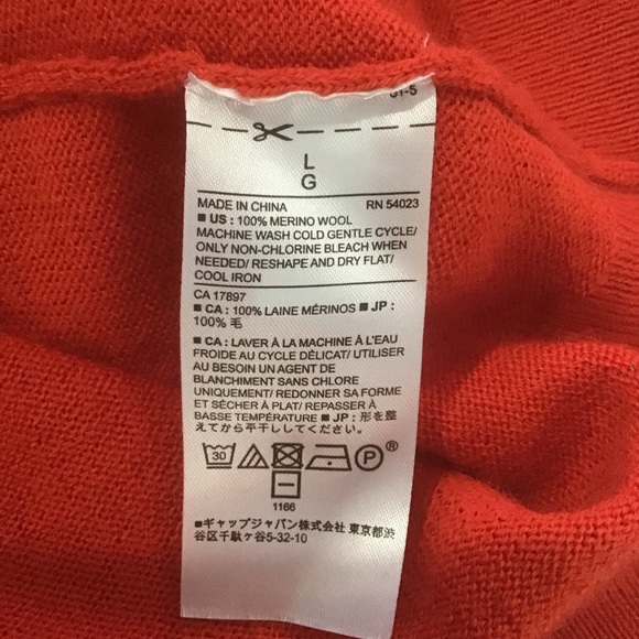 Banana Republic Factory Orangey Red Merino Wool V Neck Sweater, Size L - Picture 6 of 13